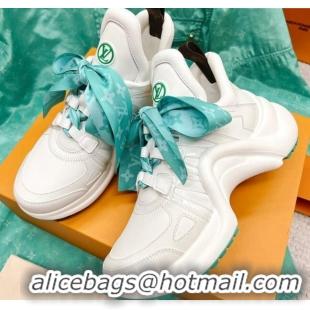 Classic Hot Louis Vuitton LV Archlight Sneakers with Ribbon Laces White/Green 013024