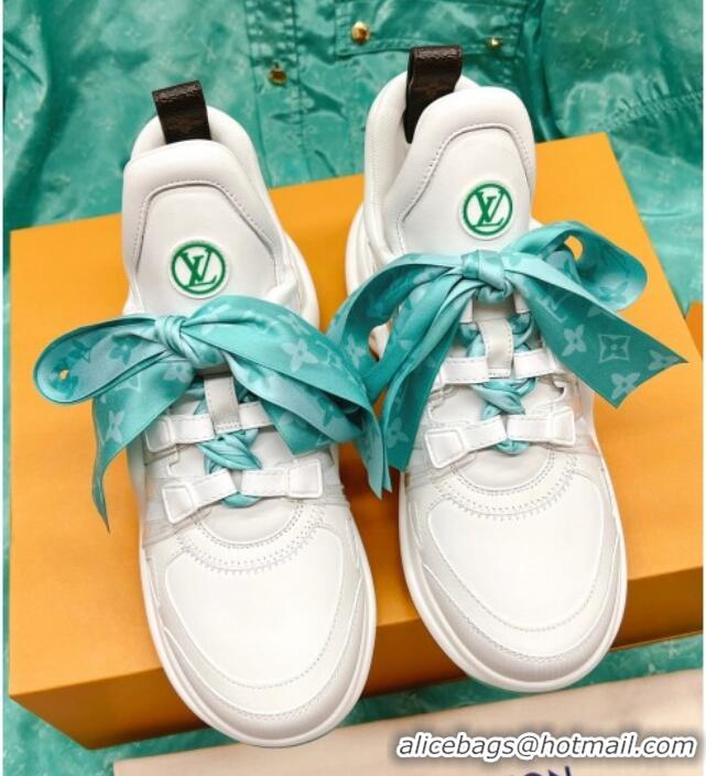 Classic Hot Louis Vuitton LV Archlight Sneakers with Ribbon Laces White/Green 013024