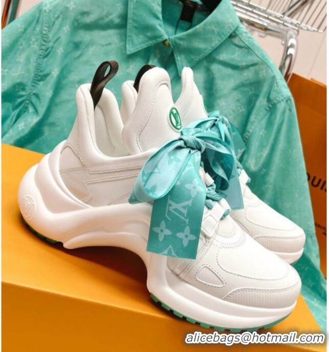 Classic Hot Louis Vuitton LV Archlight Sneakers with Ribbon Laces White/Green 013024