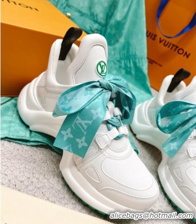 Classic Hot Louis Vuitton LV Archlight Sneakers with Ribbon Laces White/Green 013024