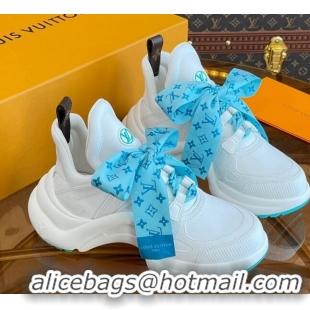 Luxury Louis Vuitton LV Archlight Sneakers with Ribbon Laces White/Blue 013025