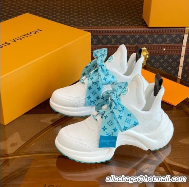 Luxury Louis Vuitton LV Archlight Sneakers with Ribbon Laces White/Blue 013025