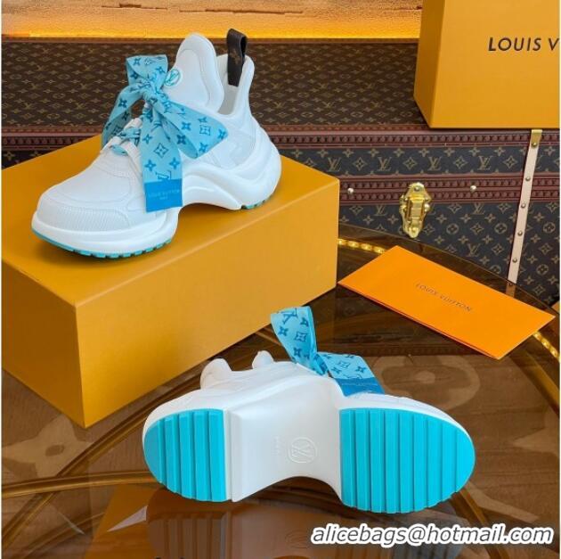 Luxury Louis Vuitton LV Archlight Sneakers with Ribbon Laces White/Blue 013025