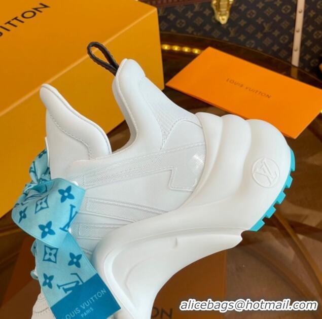 Luxury Louis Vuitton LV Archlight Sneakers with Ribbon Laces White/Blue 013025