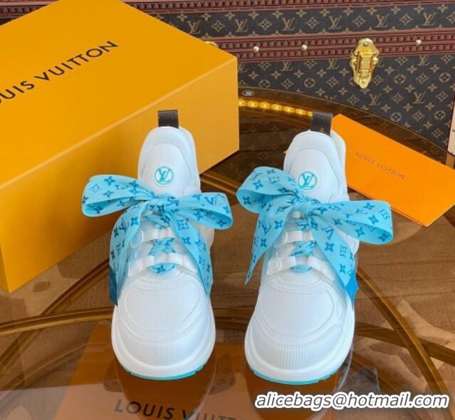 Luxury Louis Vuitton LV Archlight Sneakers with Ribbon Laces White/Blue 013025