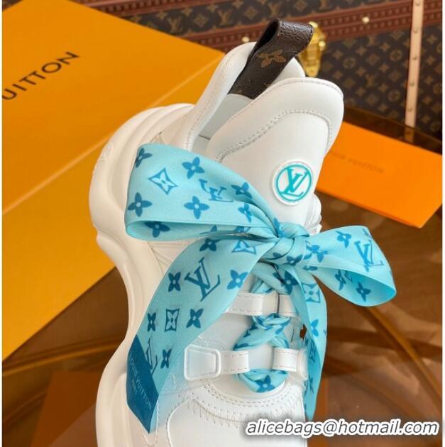 Luxury Louis Vuitton LV Archlight Sneakers with Ribbon Laces White/Blue 013025