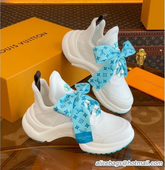 Luxury Louis Vuitton LV Archlight Sneakers with Ribbon Laces White/Blue 013025