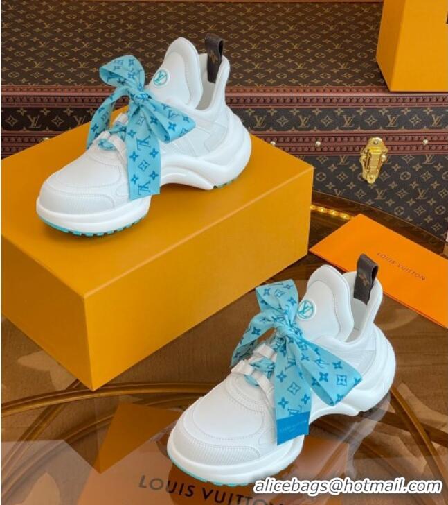 Luxury Louis Vuitton LV Archlight Sneakers with Ribbon Laces White/Blue 013025