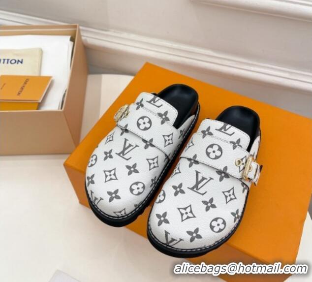 Shop Duplicate Louis Vuitton LV Cosy Comfort Flat Mules in Monogram Canvas White 013029