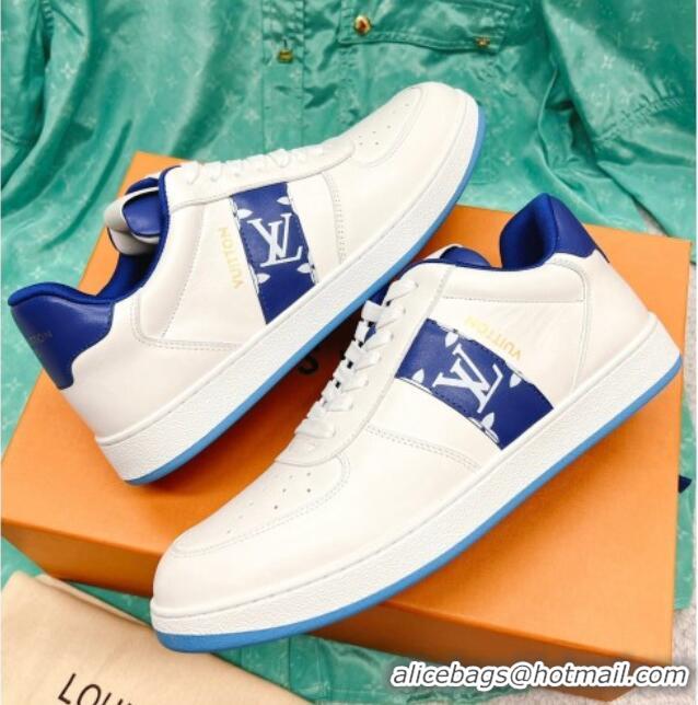 Hot Style Louis Vuitton Men's Rivoli Sneakers White/Blue 013031