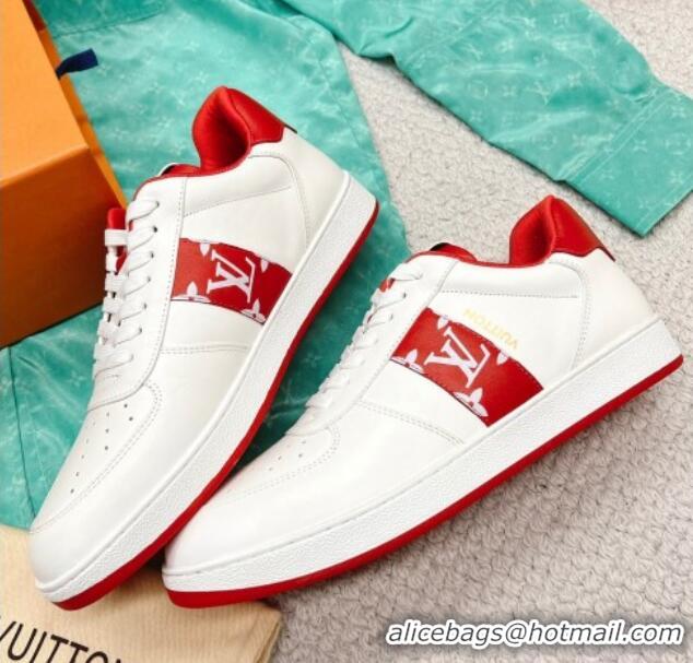 Discount Louis Vuitton Men's Rivoli Sneakers White/Red 013032