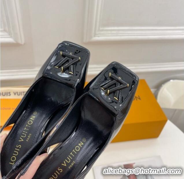 Low Price Louis Vuitton Shake Slingback Pumps 8.5cm in Patent Leather with LV Twist Black 0208106