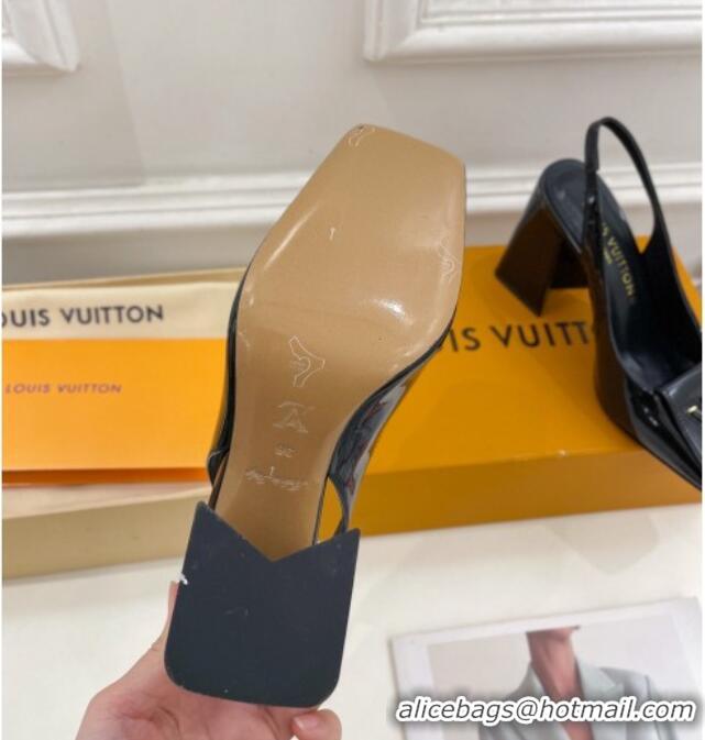 Low Price Louis Vuitton Shake Slingback Pumps 8.5cm in Patent Leather with LV Twist Black 0208106