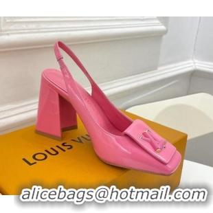 Low Price Louis Vuitton Shake Slingback Pumps 8.5cm in Patent Leather with LV Twist Pink 208110