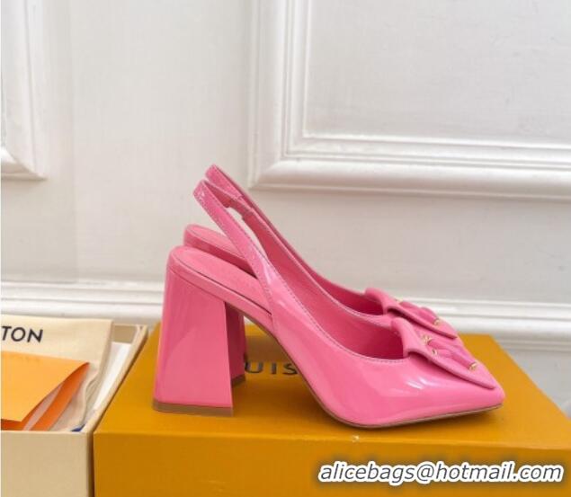 Low Price Louis Vuitton Shake Slingback Pumps 8.5cm in Patent Leather with LV Twist Pink 208110