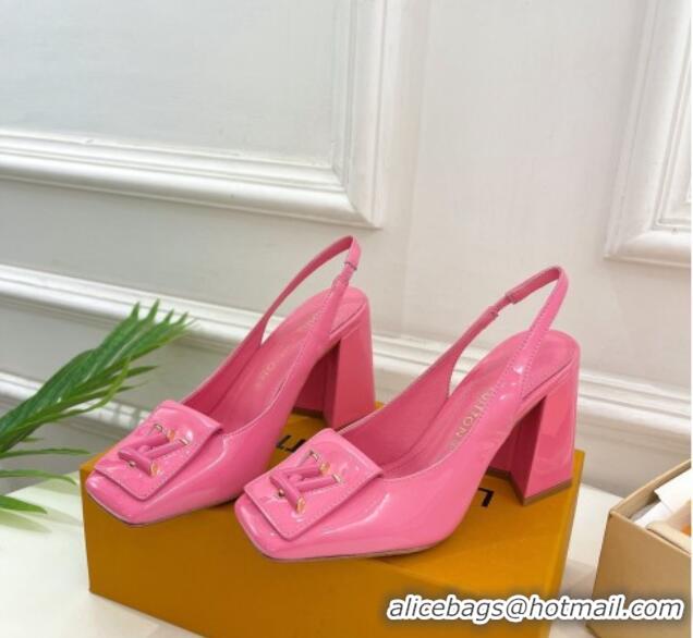 Low Price Louis Vuitton Shake Slingback Pumps 8.5cm in Patent Leather with LV Twist Pink 208110