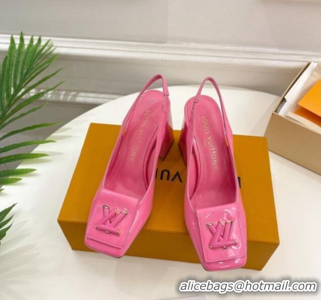 Low Price Louis Vuitton Shake Slingback Pumps 8.5cm in Patent Leather with LV Twist Pink 208110