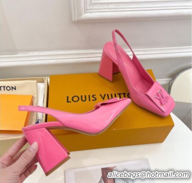 Low Price Louis Vuitton Shake Slingback Pumps 8.5cm in Patent Leather with LV Twist Pink 208110