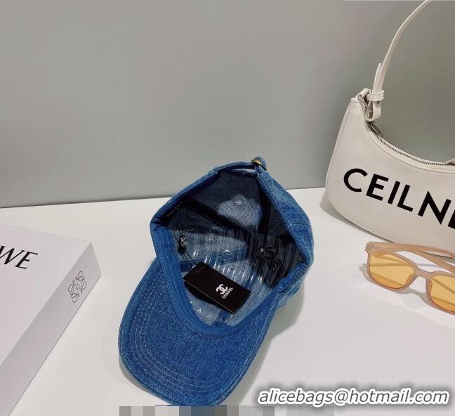 Popular Style Chanel Denim Baseball Hat 0414 Dark Blue 2023