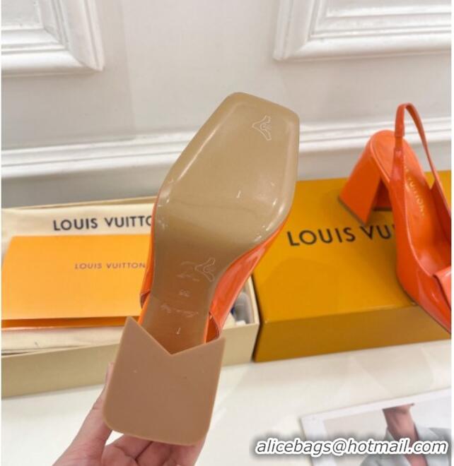 Luxurious Louis Vuitton Shake Slingback Pumps 8.5cm in Patent Leather with LV Twist Orange 208111