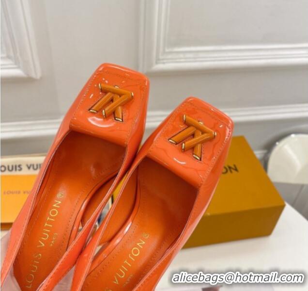 Luxurious Louis Vuitton Shake Slingback Pumps 8.5cm in Patent Leather with LV Twist Orange 208111