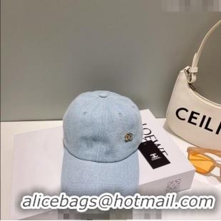 Reasonable Price Chanel Denim Baseball Hat 0414 Light Blue 2023