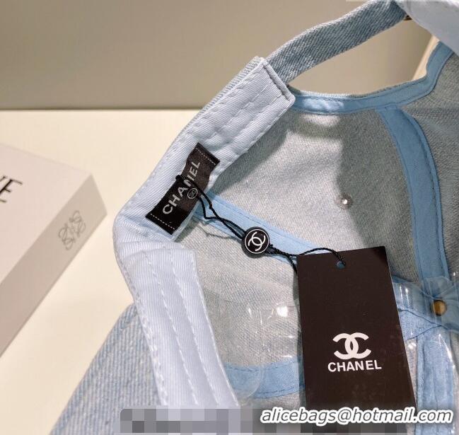 Reasonable Price Chanel Denim Baseball Hat 0414 Light Blue 2023