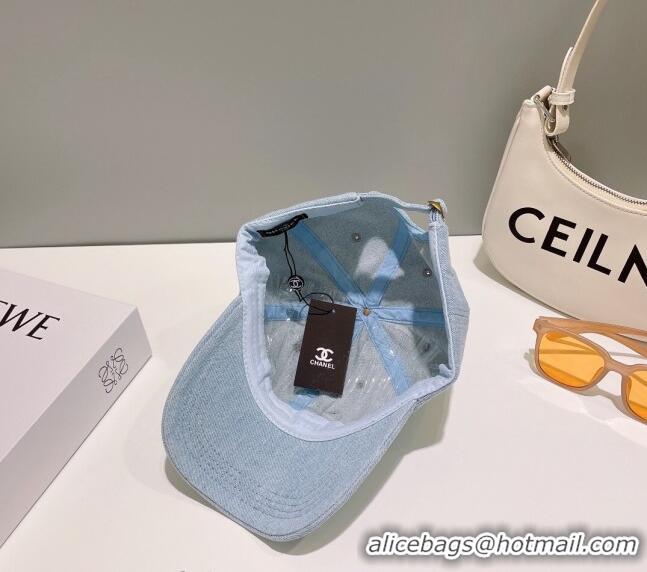 Reasonable Price Chanel Denim Baseball Hat 0414 Light Blue 2023