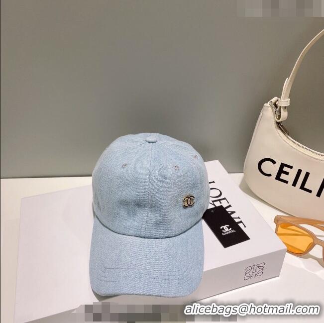 Reasonable Price Chanel Denim Baseball Hat 0414 Light Blue 2023