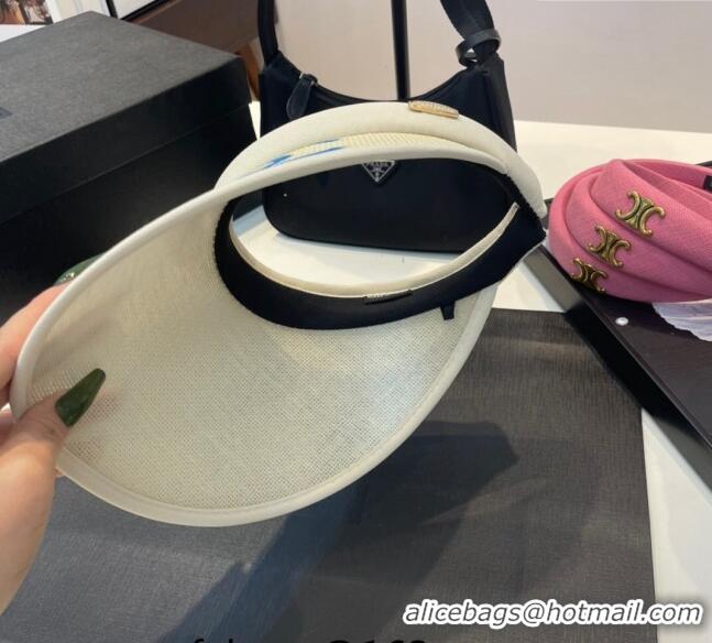 Discount Chanel Visor Hat with Paiting CC 0407 Beige/Blue 2023