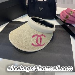 Top Quality Chanel Visor Hat with Paiting CC 0407 Beige/Pink 2023