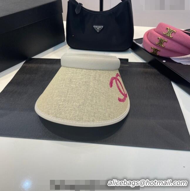 Top Quality Chanel Visor Hat with Paiting CC 0407 Beige/Pink 2023