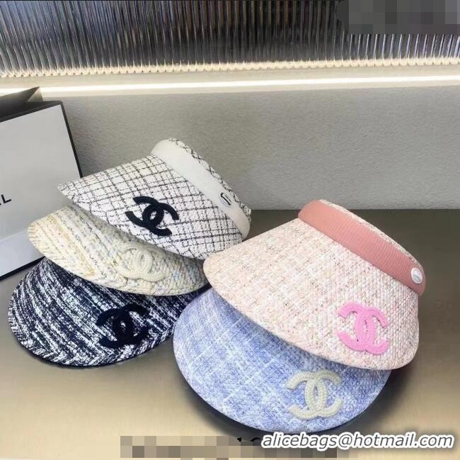 Promotional Chanel Tweed Visor Hat 0407 Pink 2023