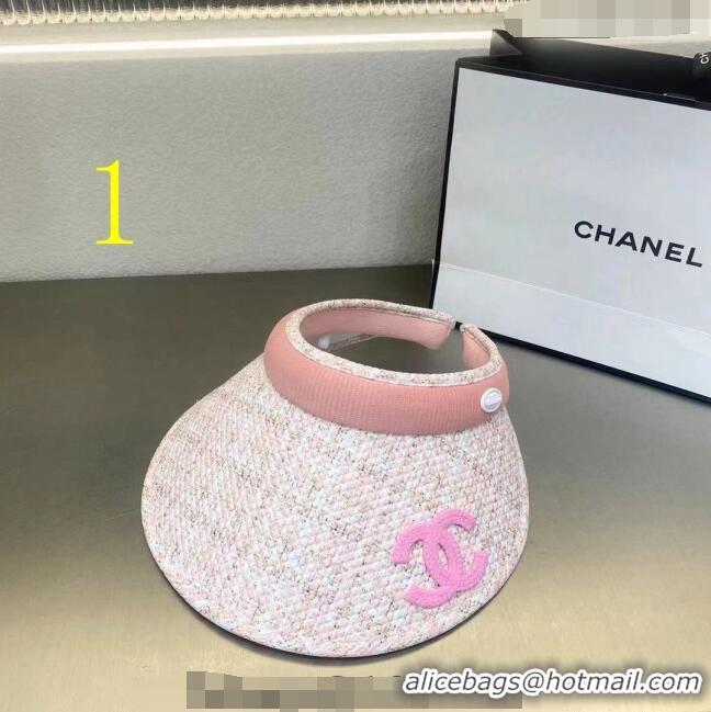 Promotional Chanel Tweed Visor Hat 0407 Pink 2023