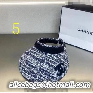 Trendy Design Chanel Tweed Visor Hat C0407 Black 2023