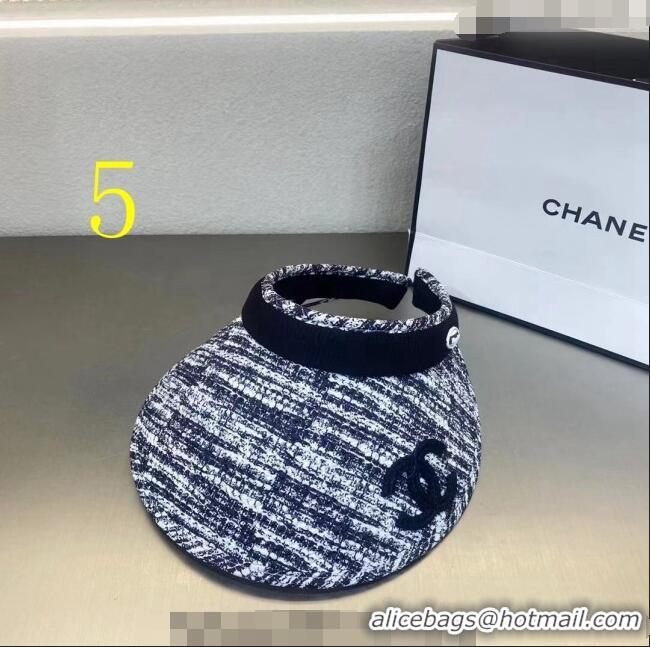 Trendy Design Chanel Tweed Visor Hat C0407 Black 2023