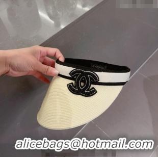 Traditional Specials Chanel CC Straw Visor Hat 0407 Beige 2023