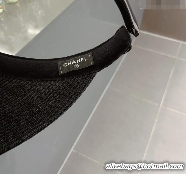 Buy Cheap Chanel CC Straw Visor Hat 0407 Black 2023