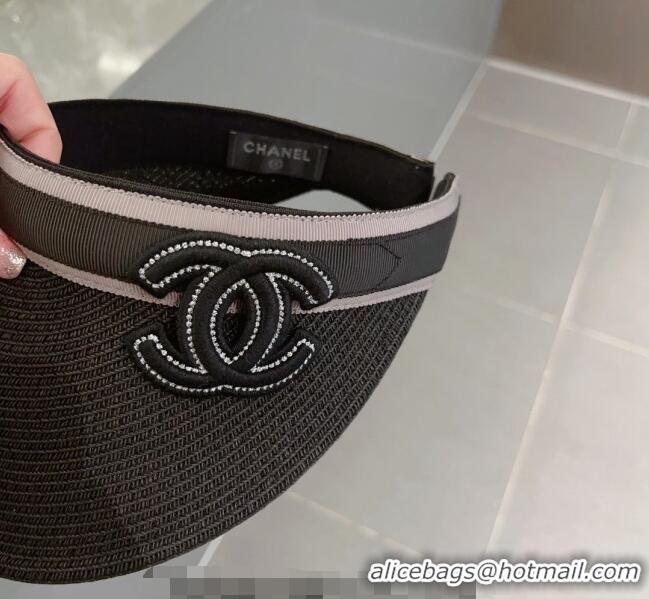 Buy Cheap Chanel CC Straw Visor Hat 0407 Black 2023