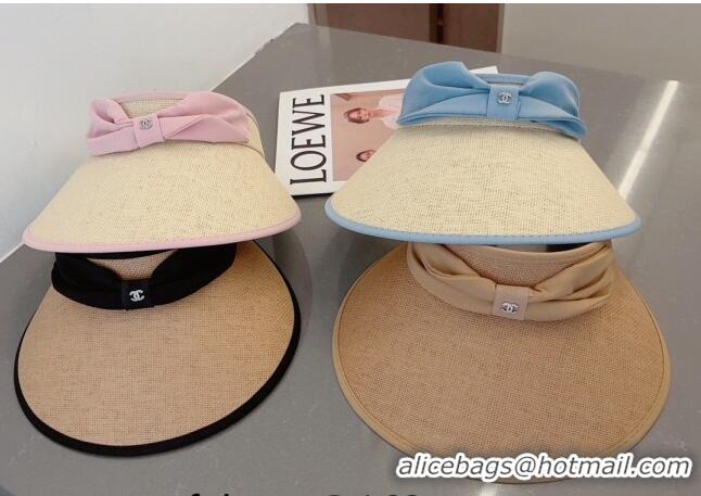 Trendy Design Chanel Straw Visor Hat with Bow CH040702 Khaki 2023