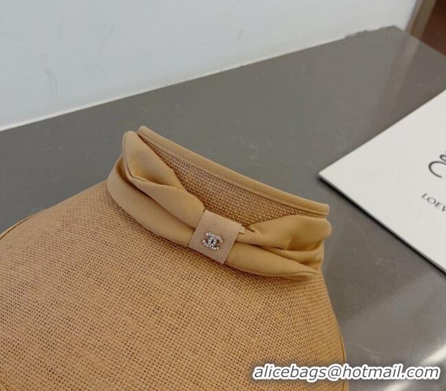 Trendy Design Chanel Straw Visor Hat with Bow CH040702 Khaki 2023