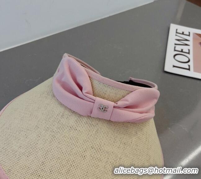 Super Quality Chanel Straw Visor Hat with Bow CH040702 Pink 2023