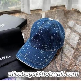 New Fashion Chanel CC Denim Baseball Hat 0407 Light Blue 2023