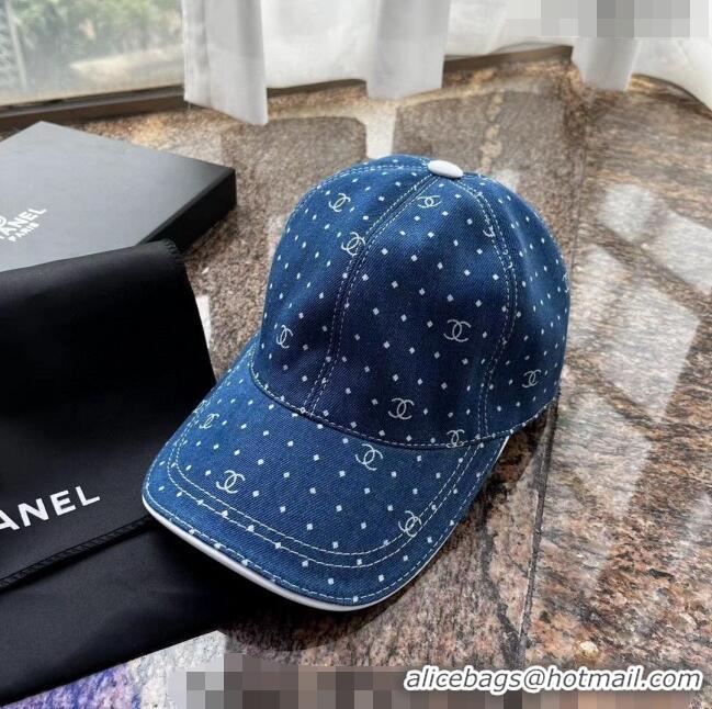 New Fashion Chanel CC Denim Baseball Hat 0407 Light Blue 2023