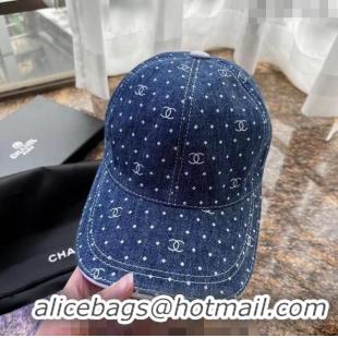 Top Quality Chanel CC Denim Baseball Hat 0407 Dark Blue 2023