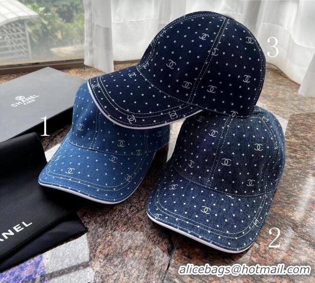 Top Quality Chanel CC Denim Baseball Hat 0407 Dark Blue 2023