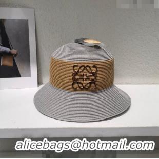 Luxury Discount Loewe Bucket Straw Hat L021610 Grey 2023