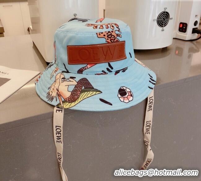 Grade Quality Loewe Print Bucket Hat 030808 Blue 2023