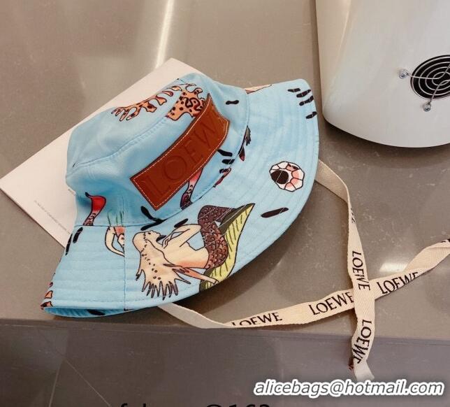 Grade Quality Loewe Print Bucket Hat 030808 Blue 2023