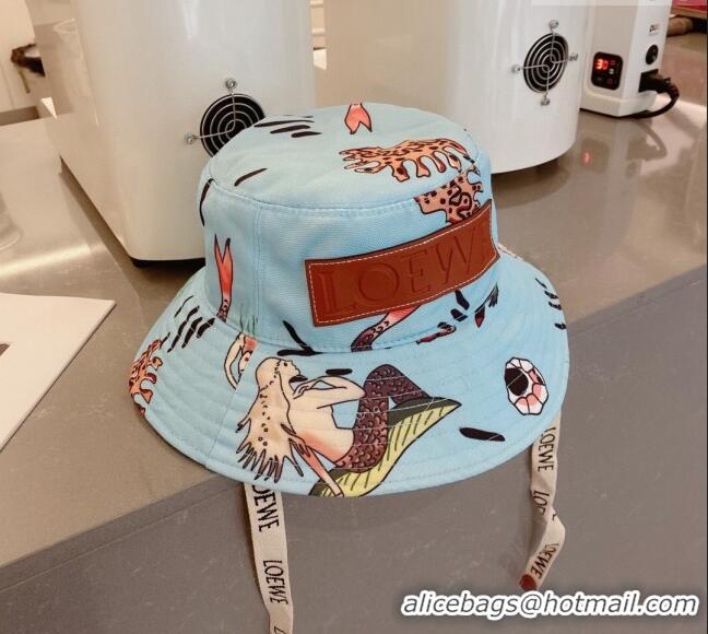 Grade Quality Loewe Print Bucket Hat 030808 Blue 2023